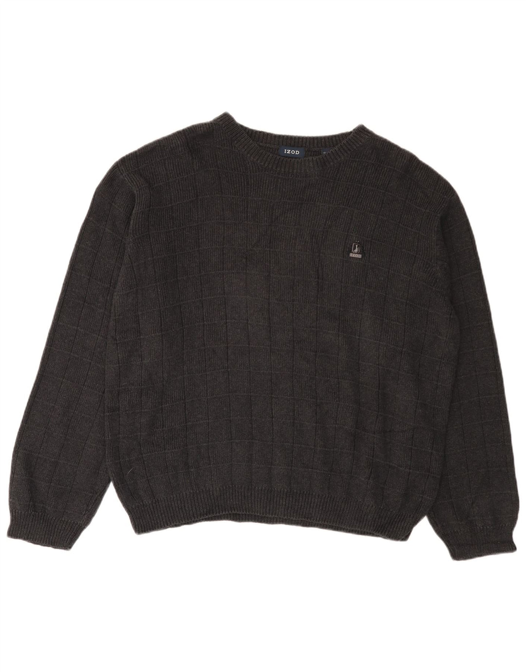 IZOD Pull col bateau pour homme en coton à carreaux gris