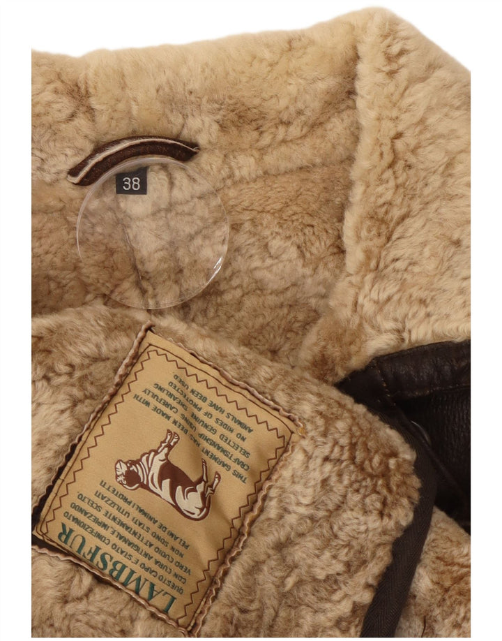 manteau en peau de mouton vintage femme EU 38 peau de mouton brun moyen