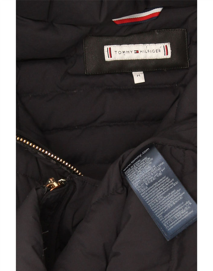 Tommy Hilfiger Manteau rembourré à capuche pour femme UK 12 Medium Noir Polyamide