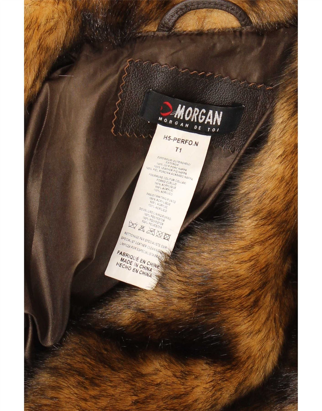 Morgan Veste de motard en cuir court pour femme UK 10 Petit Marron