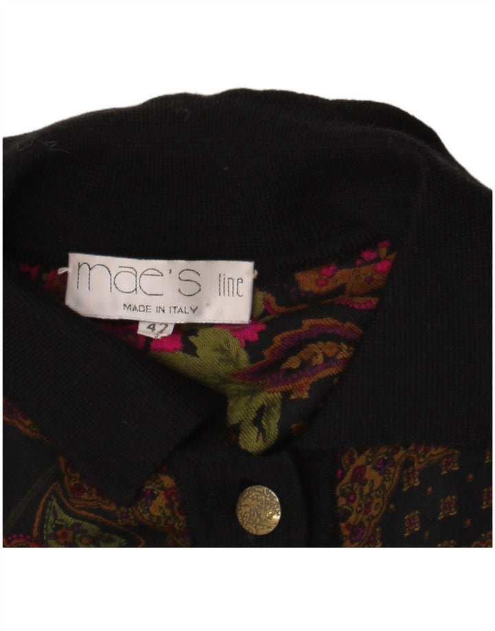 Blouse chemise femme vintage IT 42 Lin floral noir moyen