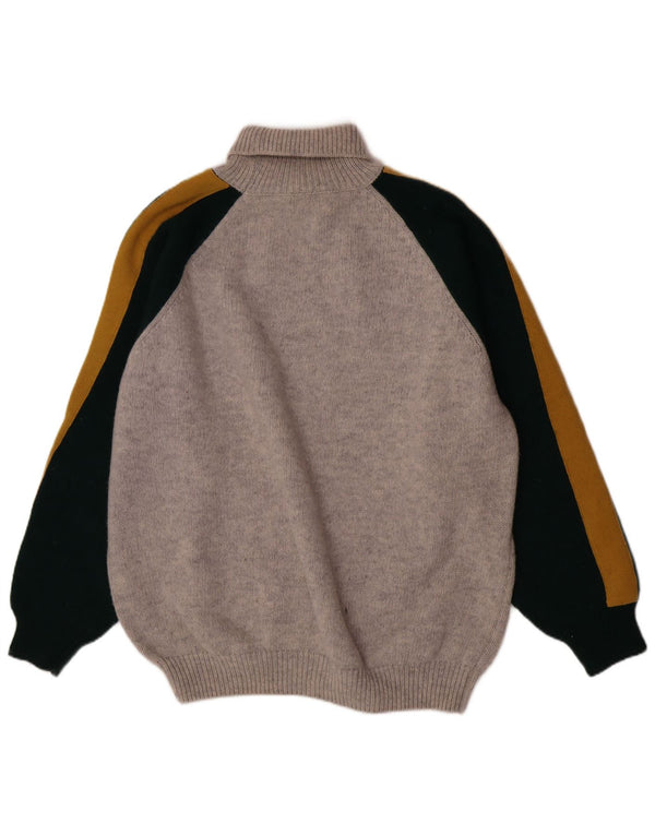 Sisley Homme Pull Col Roulé Graphique XL Laine Colorblock Gris Gris