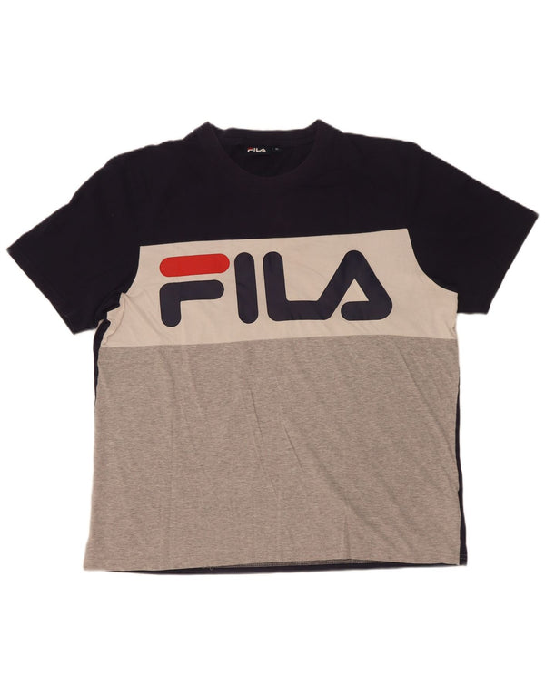 Fila Homme Graphic T-Shirt Top XL Multicolore Colourblock Coton