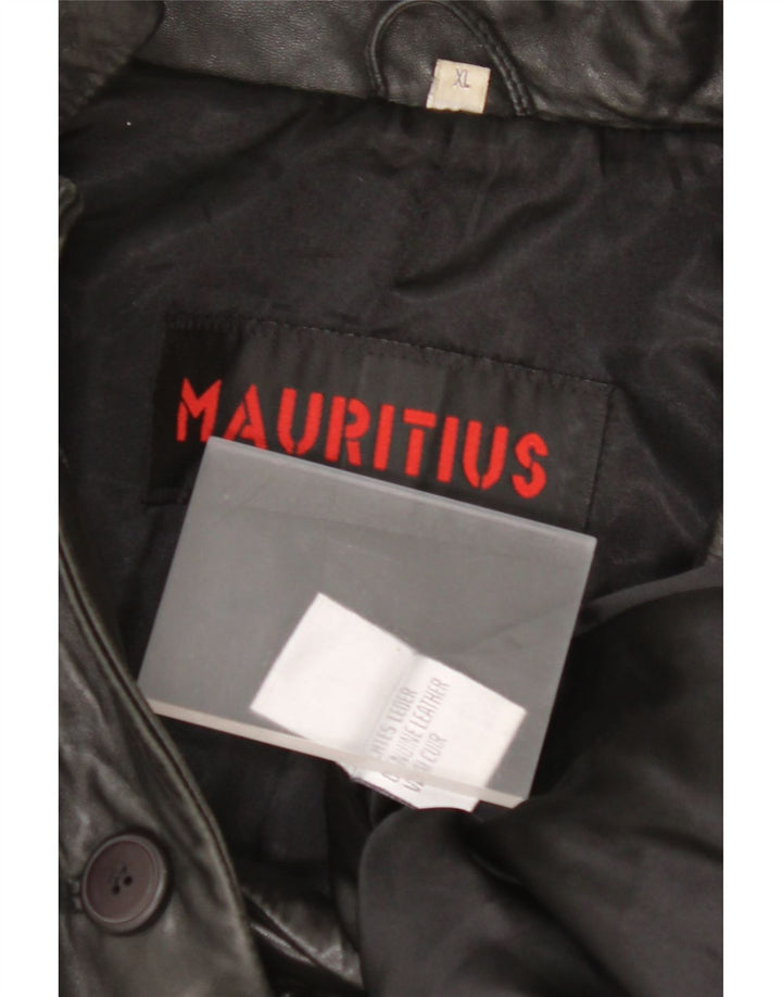 MAURITIUS Veste blazer en cuir à 3 boutons pour femme UK 18 XL Cuir noir