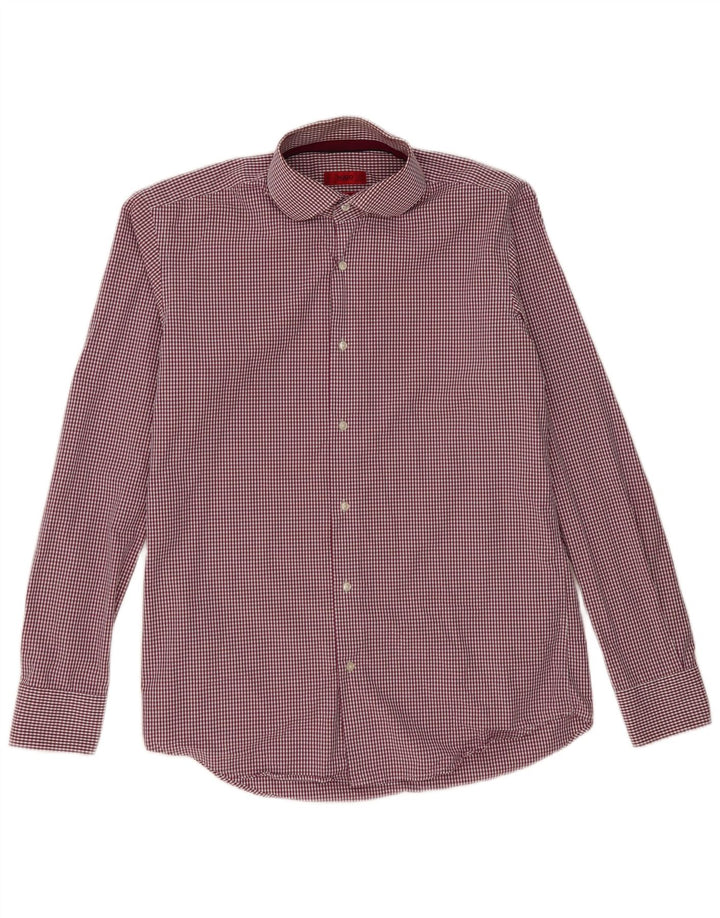 Hugo Boss Chemise coupe classique en coton vichy bordeaux moyen