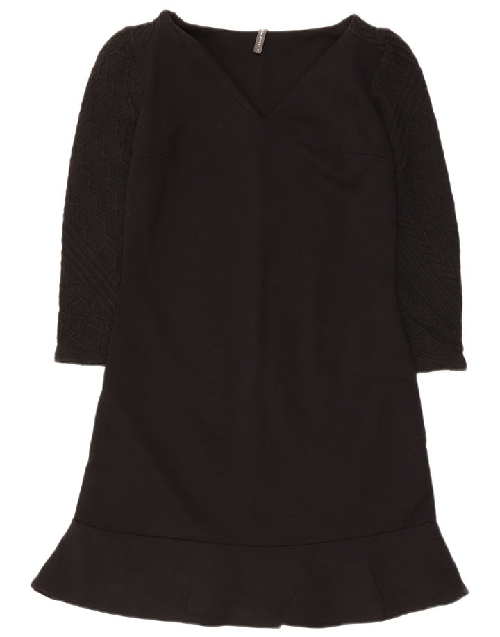 Naf Naf Robe basique à manches 3/4 pour femme UK 8 Small Noir Viscose