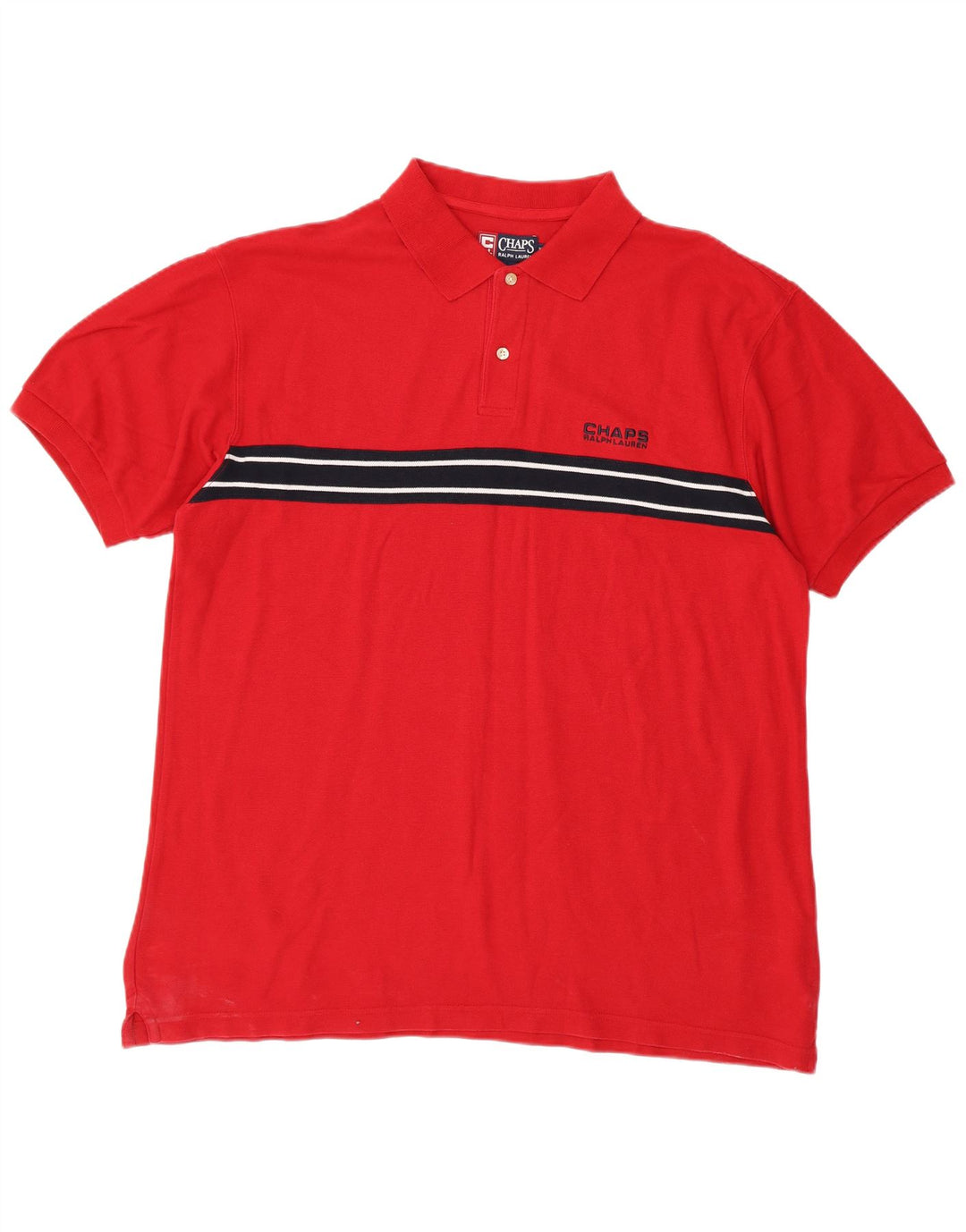 CHAPS RALPH LAUREN Polo Homme XL Rouge Rayé Coton