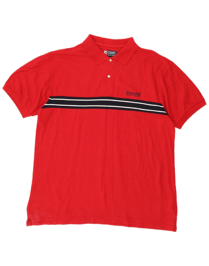 CHAPS RALPH LAUREN Polo Homme XL Rouge Rayé Coton