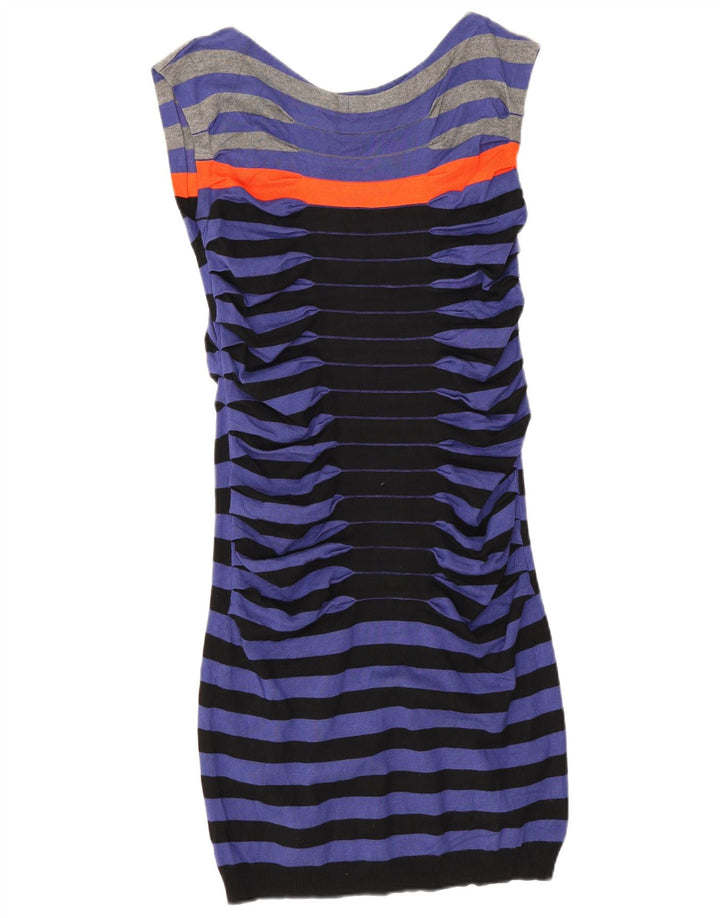 Ted Baker Robe moulante pour femme Taille 3 Viscose rayée bleu moyen