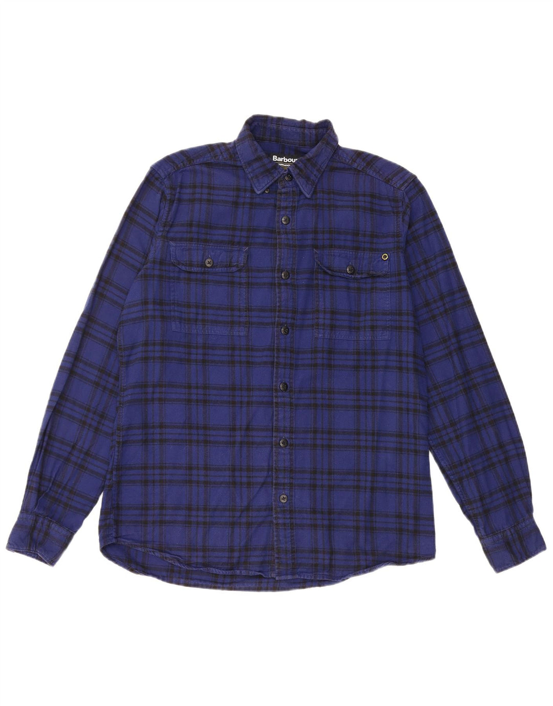 Barbour Chemise en flanelle pour hommes en coton à carreaux bleu moyen