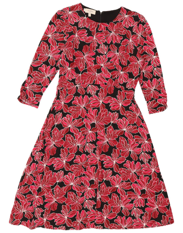 Hobbs Robe trapèze à manches 3/4 pour femme - Coupe classique - Rouge moyen - Floral - UK 42