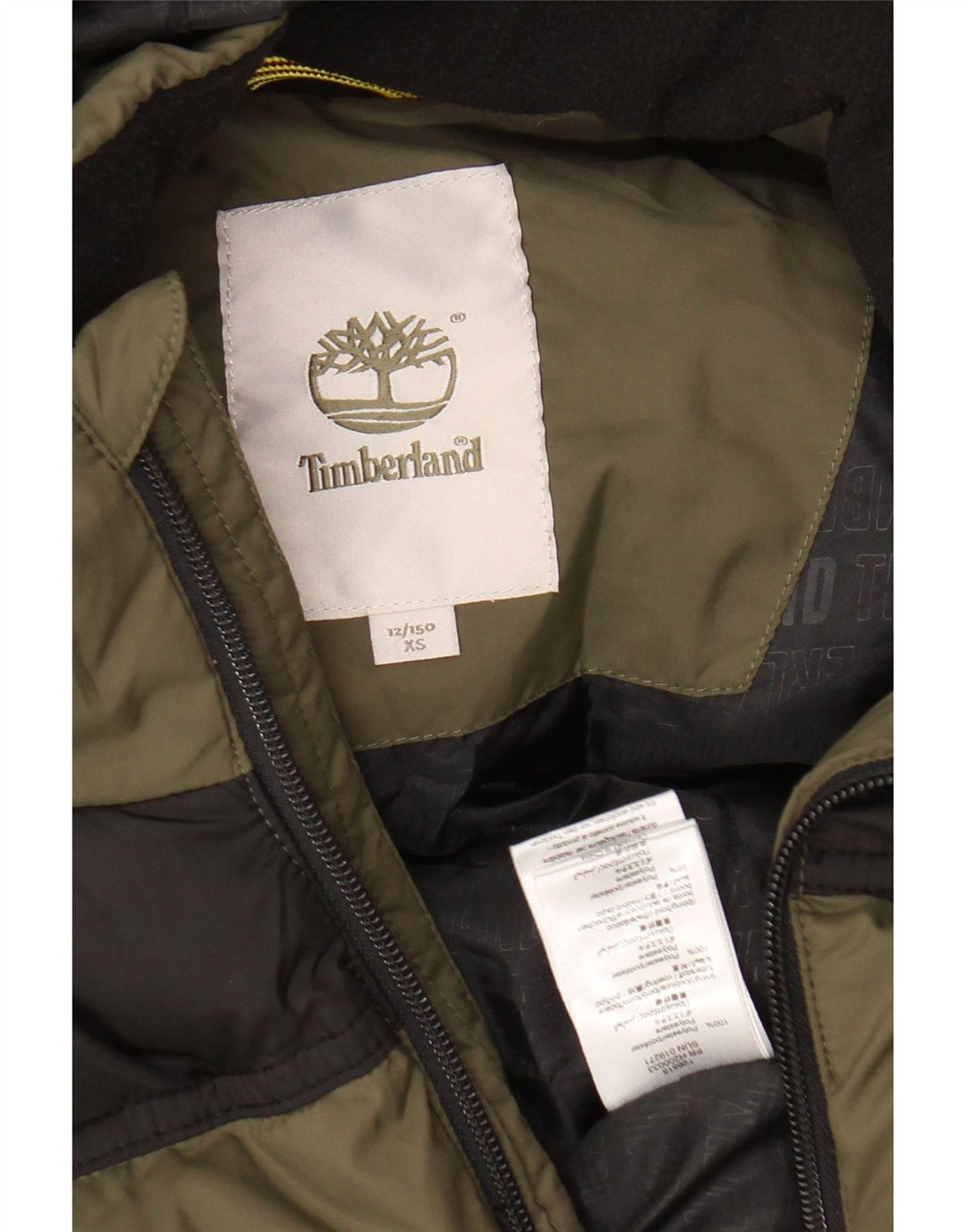 TIMBERLAND Veste matelassée à capuche pour garçon 11-12 ans XS Kaki Colourblock