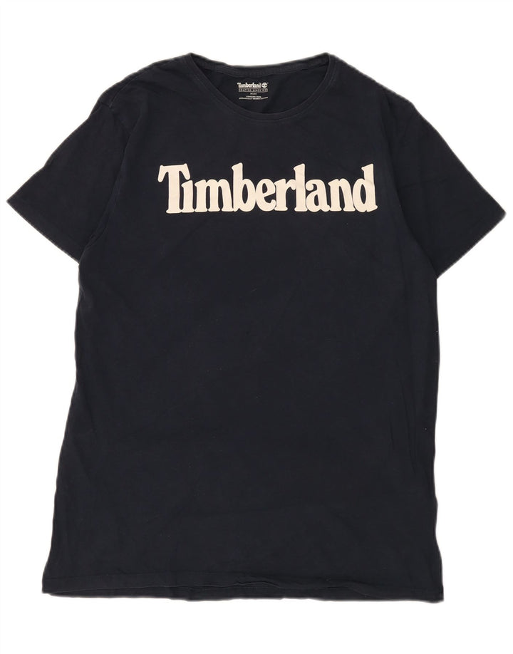 Timberland T-Shirt Graphique Homme Bleu Marine Moyen Coton
