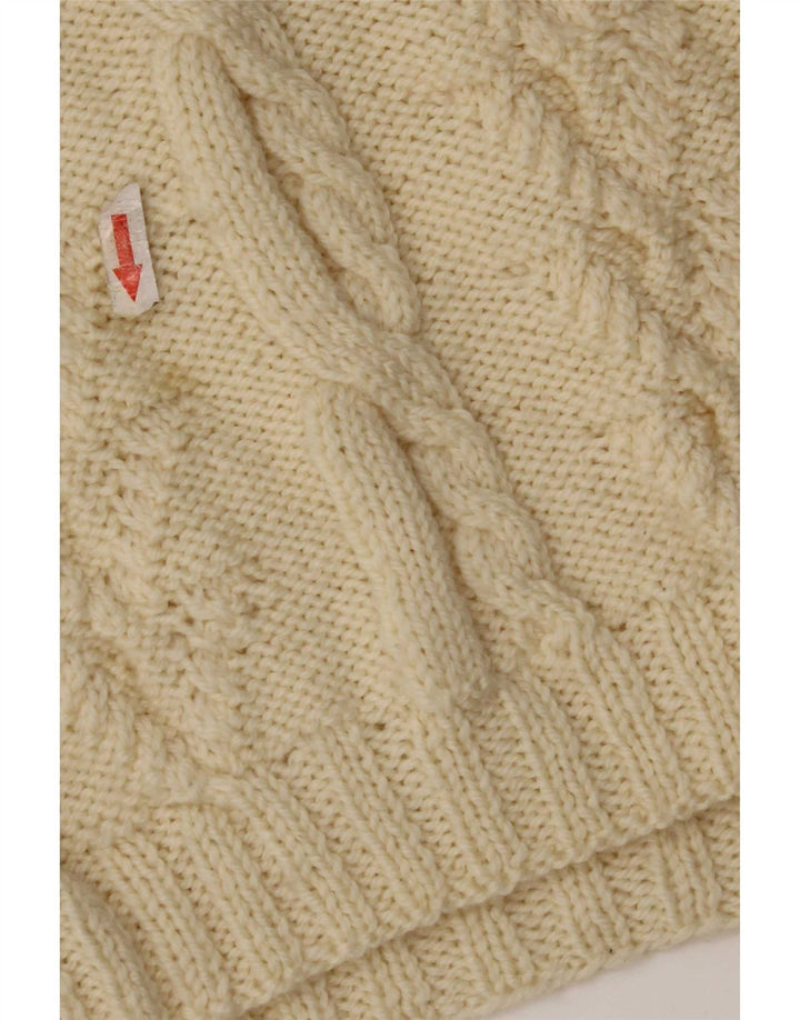 vintage Femmes Roll Neck Jumper Pull UK 12 Moyen Off White