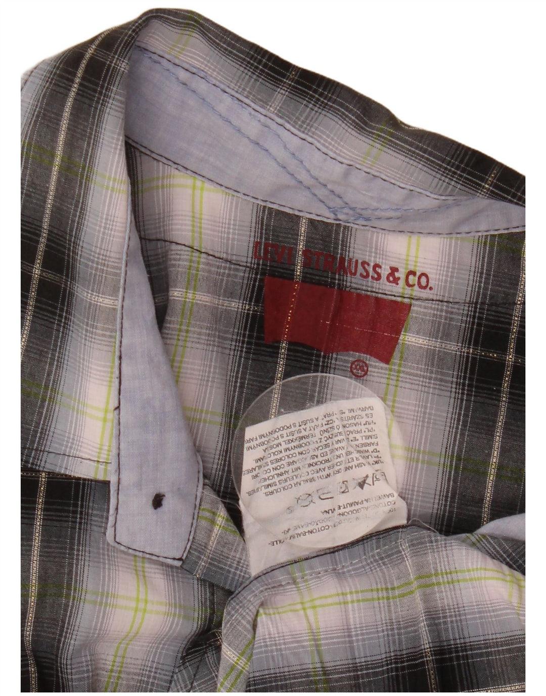 LEVI'S Chemise à Manches Courtes Homme 2XL Coton à Carreaux Noir