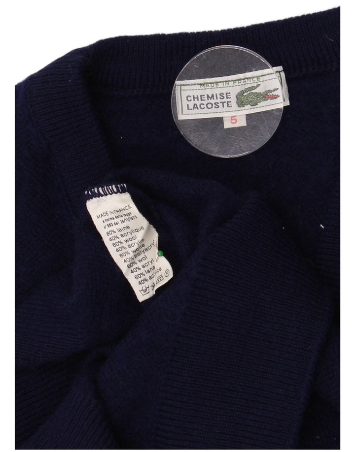 LACOSTE Homme Gilet Débardeur Taille 5 Grande Laine Bleu Marine