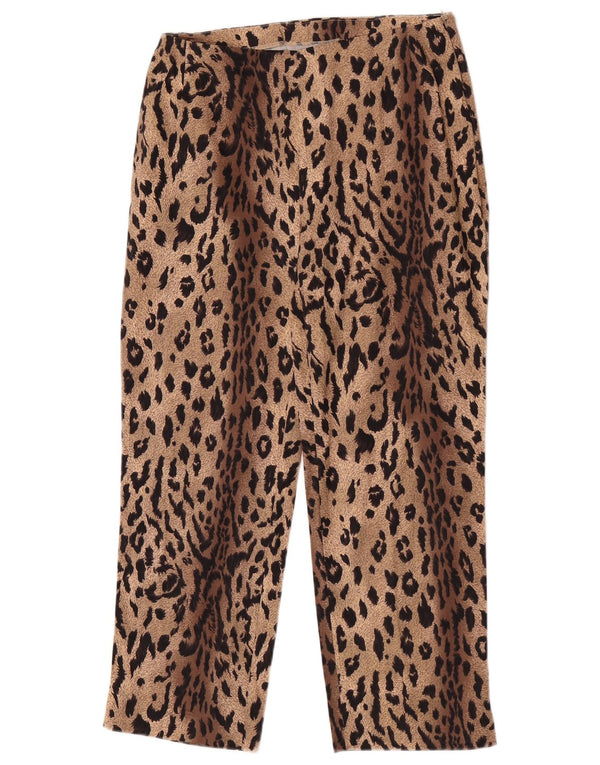 Marks & Spencer Pantalon décontracté droit pour femme W26 L23 Marron imprimé animal