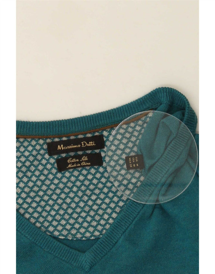 Massimo Dutti Pull col V Homme Bleu Moyen Coton