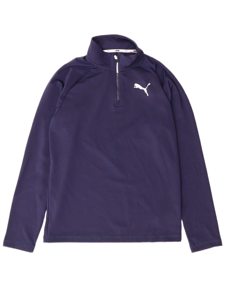 PUMA Haut de survêtement à col zippé pour homme Petit bleu marine Polyester