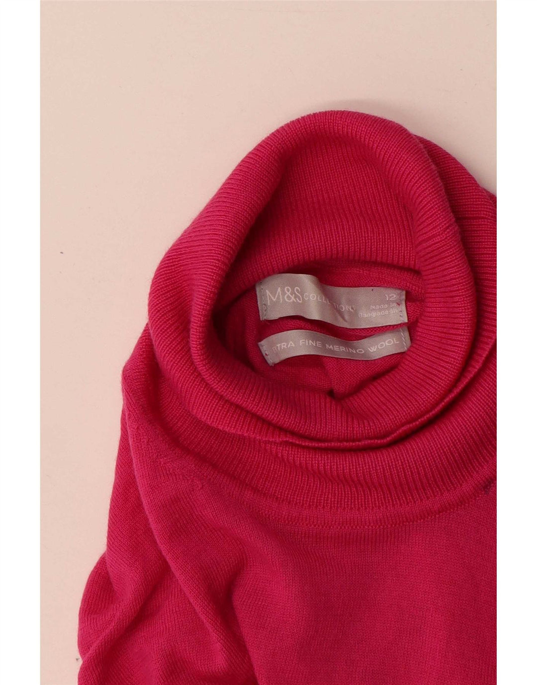 Marks & Spencer Pull col roulé pour femme UK 12 Rose moyen