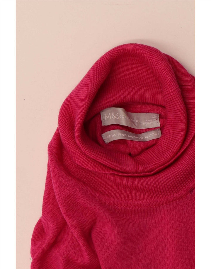 Marks & Spencer Pull col roulé pour femme UK 12 Rose moyen