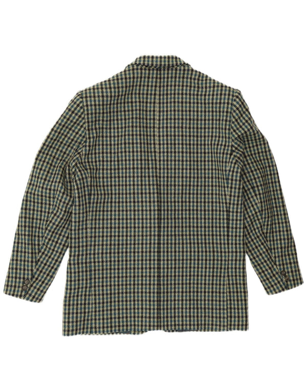 MONTEZEMOLO Veste blazer à 2 boutons pour homme UK 40 en laine à carreaux verts