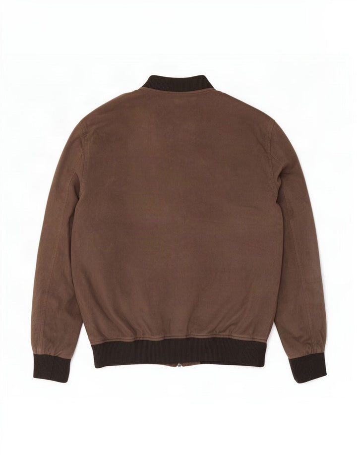 Zara Veste Bomber Homme UK 40 Large Marron Polyester