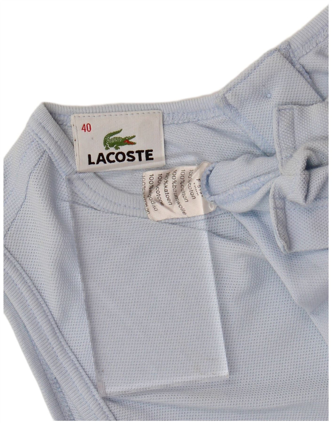 LACOSTE Femme Crop Vest Top Taille 40 Coton Bleu Moyen