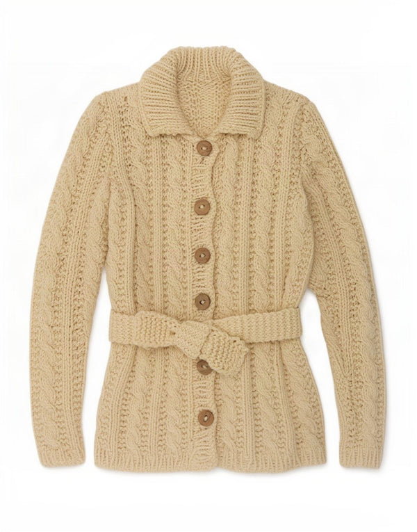 vintage Femme Cardigan Pull UK 12 Moyen Off White