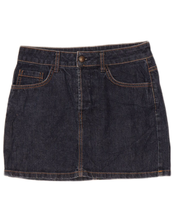 Topshop Mini jupe en jean pour femme UK 10 Small W28 Bleu marine Coton