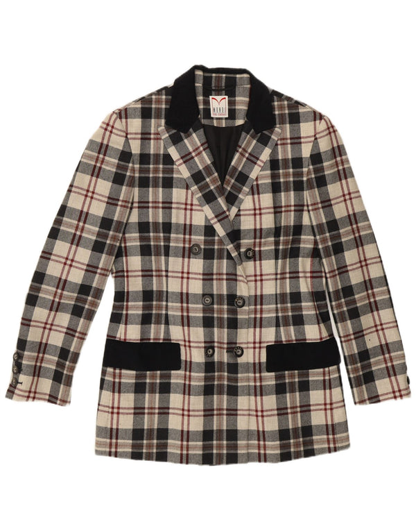 Mondi Veste blazer double boutonnage pour femme EU 38 Beige moyen à carreaux