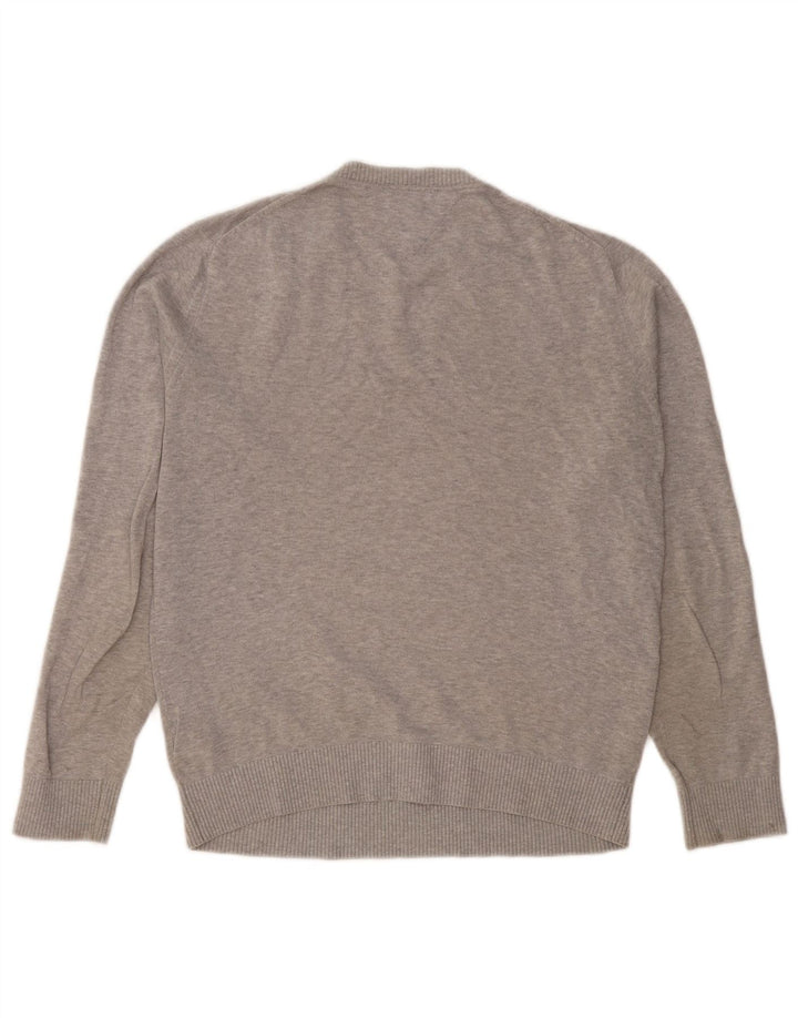 Tommy Hilfiger Pull Col V Homme Gris Moyen Coton