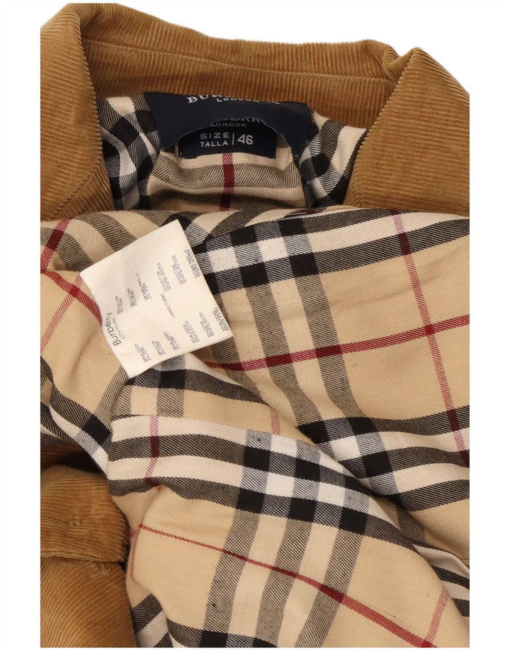 Burberry Veste blazer en velours côtelé à 3 boutons pour femme IT 46 Large en coton marron