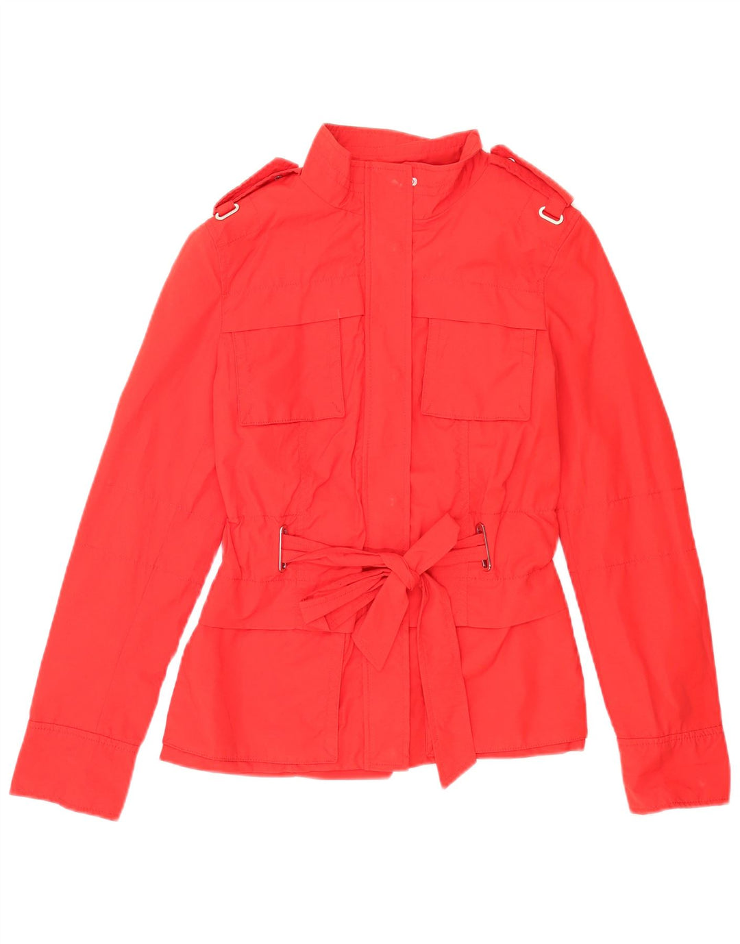 Zara Veste Militaire Femme UK 10 Petit Coton Rouge