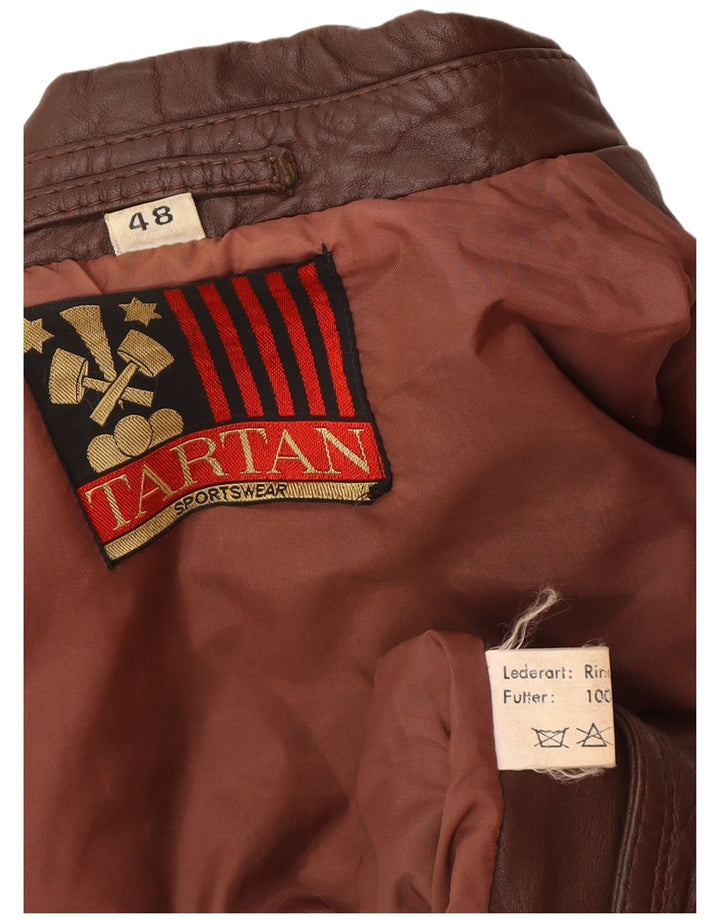 Tartan Veste en cuir militaire pour homme IT 48 Cuir marron moyen
