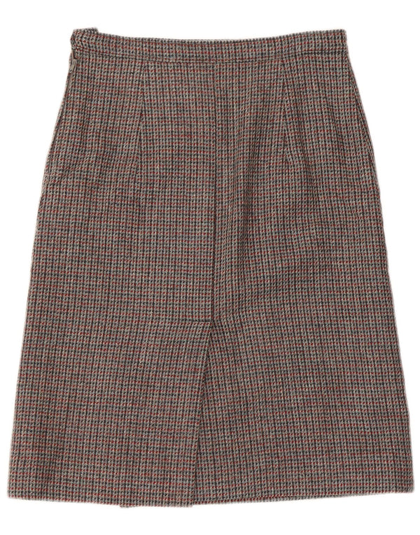 vintage Femme Jupe A-Line W30 Pied-de-poule Gris Moyen