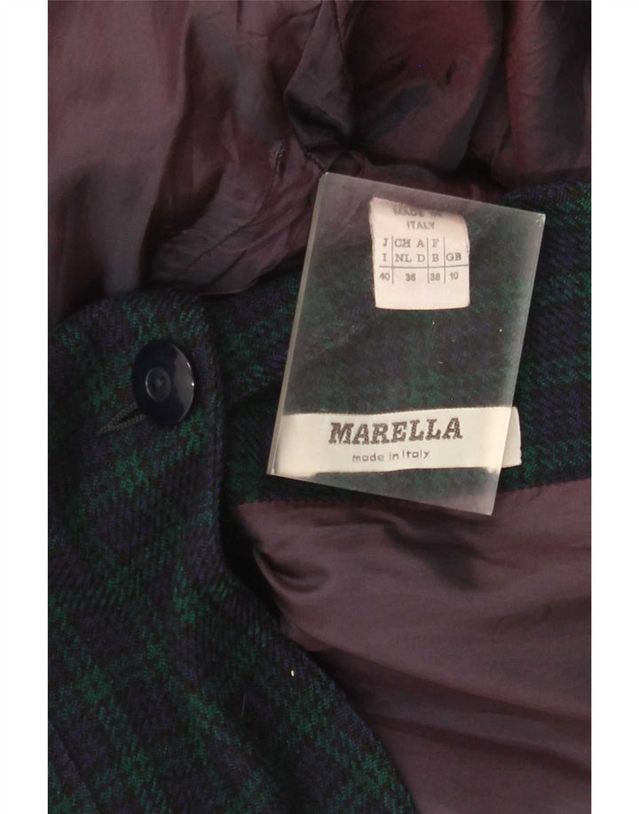 Marella Veste blazer à 2 boutons pour femme UK 10 Petit carreaux bleu marine