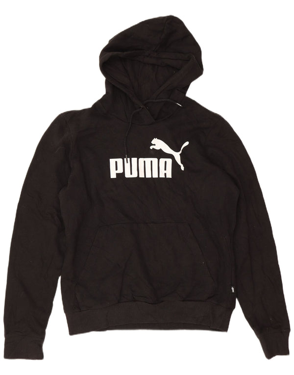 Puma Pull à capuche graphique pour femme UK 14 Large Noir Coton