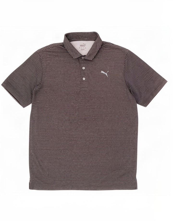Puma Polo Homme Large Gris Rayure Polyester