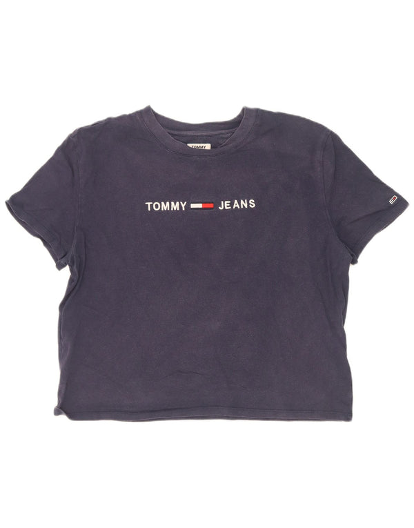 Tommy Hilfiger T-shirt court graphique pour femme UK 18 XL Bleu marine Coton