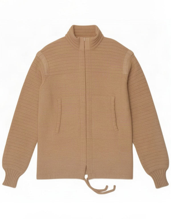 Vintage Mens Cardigan Sweater UK 12 Beige Moyen