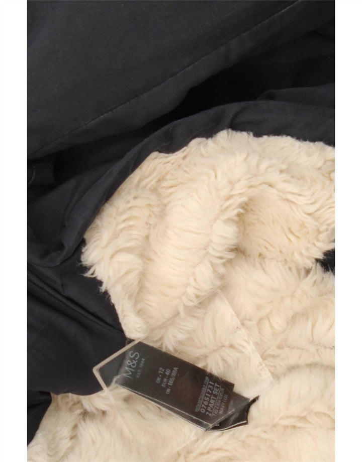 Marks & Spencer Veste à capuche Sherpa Parka pour femme UK 12 Bleu marine moyen