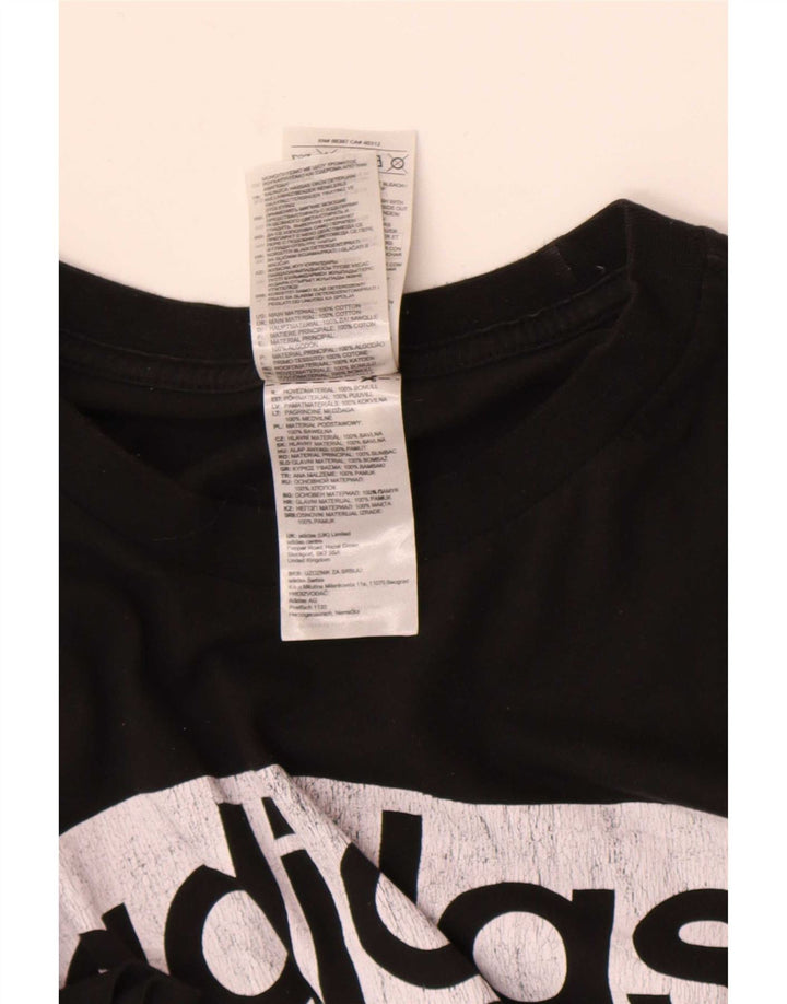 Adidas T-shirt graphique à trois rayures pour homme en coton noir moyen