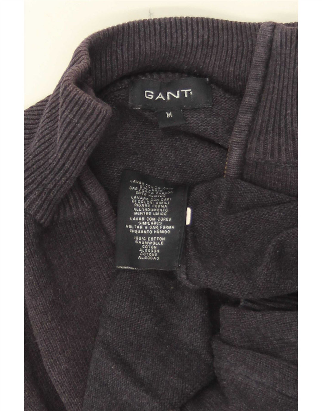 Gant Pull Col Zippé Homme Bleu Marine Moyen Moucheté Coton