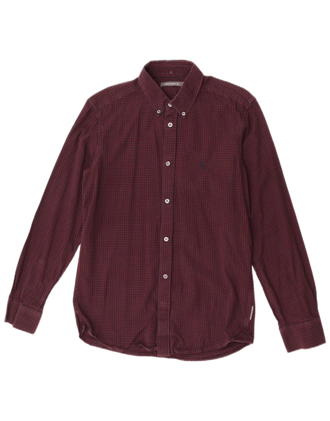 French Connection Chemise Homme Coton Vichy Bordeaux Moyen