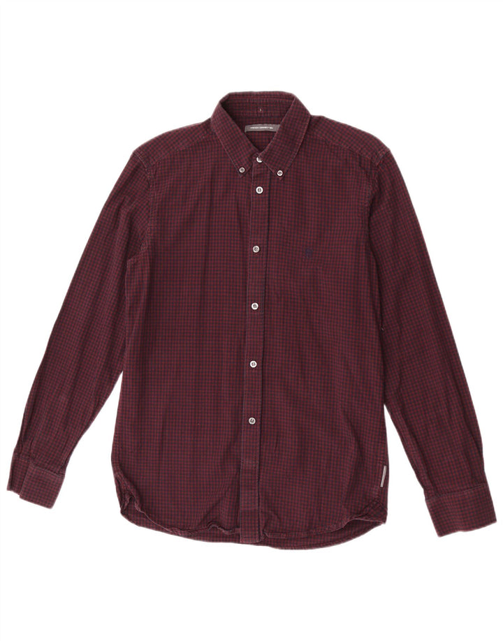 French Connection Chemise Homme Coton Vichy Bordeaux Moyen