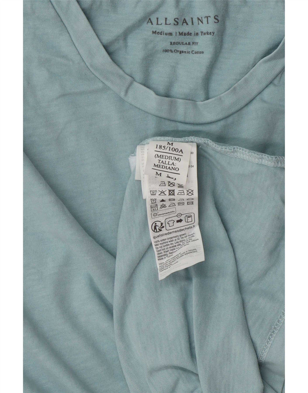 All Saints T-Shirt Regular Fit Homme Bleu Moyen Coton