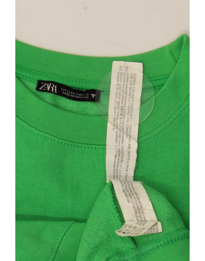 Zara Womens Crop Sweatshirt Jumper UK 10 Petit Vert Polyester