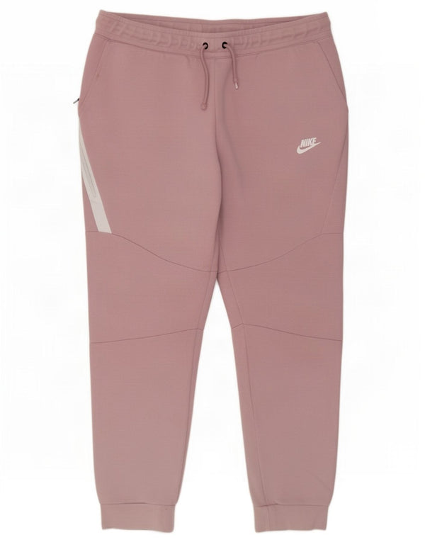 Nike Womens Tracksuit Trousers Joggers UK 18 XL Pink Colourblock Cotton