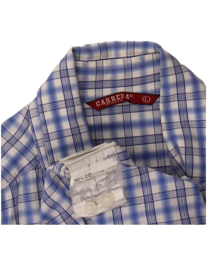 Carrera Chemise à manches courtes pour homme en coton à carreaux bleus